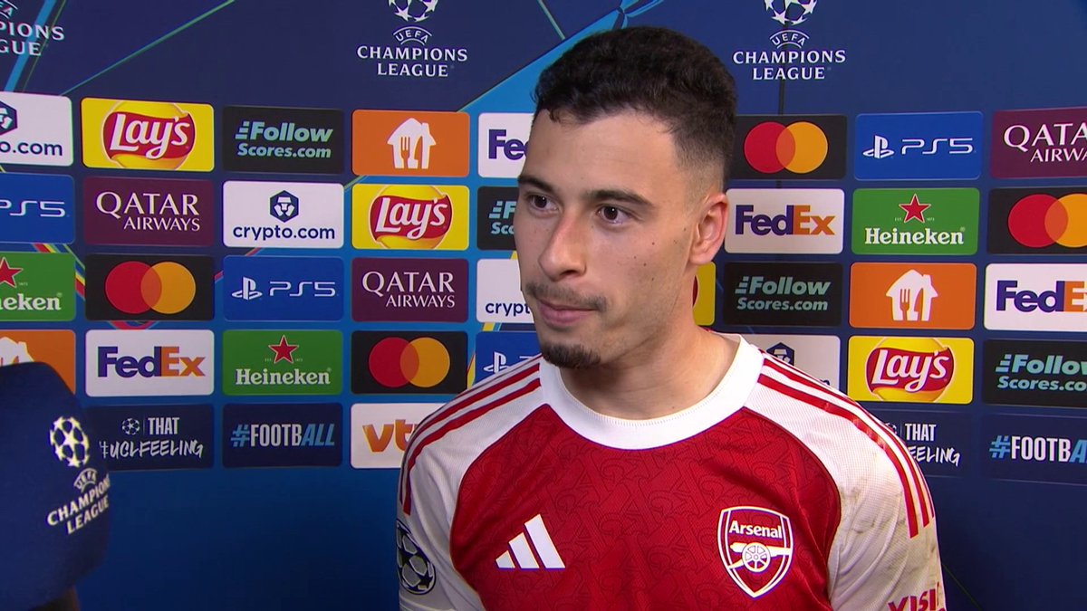 Five Champions League goals in five consecutive matches for Gabriel Martinelli... but he still admits Noni Madueke's goal was better than his 😅 TNT Sports &amp; discovery+ UK | Liam MacDevitt