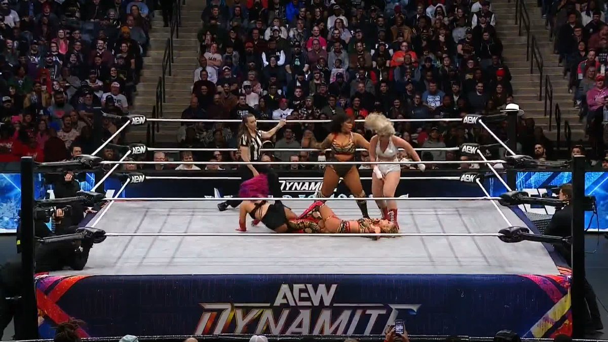 Both teams are giving their all to make history tonight! Watch #AEWDynamite LIVE on TBS &amp; HBO Max