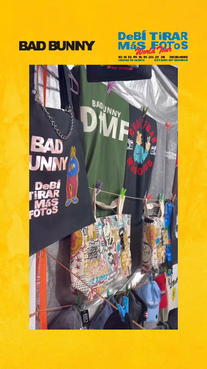 🐸 MERCH NO OFICIAL BAD BUNNY 🐰 Les dejo algunos videos de la mercancía No Oficial de Bad Bunny que se estará vendiendo este 10, 11, 12, 15, 16, 19, 20 y 21 de Diciembre en el Estadio GNP Seguros de la CDMX. ℹ️ Precios Merch No Oficial ℹ️ Playeras $300 Gorras $250 Sudadera $600 Tote Bag $250 Tazas $150 Llaveros $100 Libretas $100 Chamarras $900 Póster: $100 Stickers: $50 Pulseras: $20 #BadBunny #ConejoMalo #Bad #Bunny #DTMF #Concert #Concierto #CDMX #México #Music #Música #Ailoviutl #Tour2025 #Tour2024 Debí Tirar Mas Fotos #EstadioGNPSeguros #ForoSol #Banamex #dtmfbadbunny #DTmFWorldTour #DebíTirarMasFotos #PuertoRico #Coliseo #Choli #Choliseo #Residencia #Reggaeton #Urbano #Perreo #perreointenso #CiudadDeMéxico #DeBÍTiRARMáSFOToSWorldTour