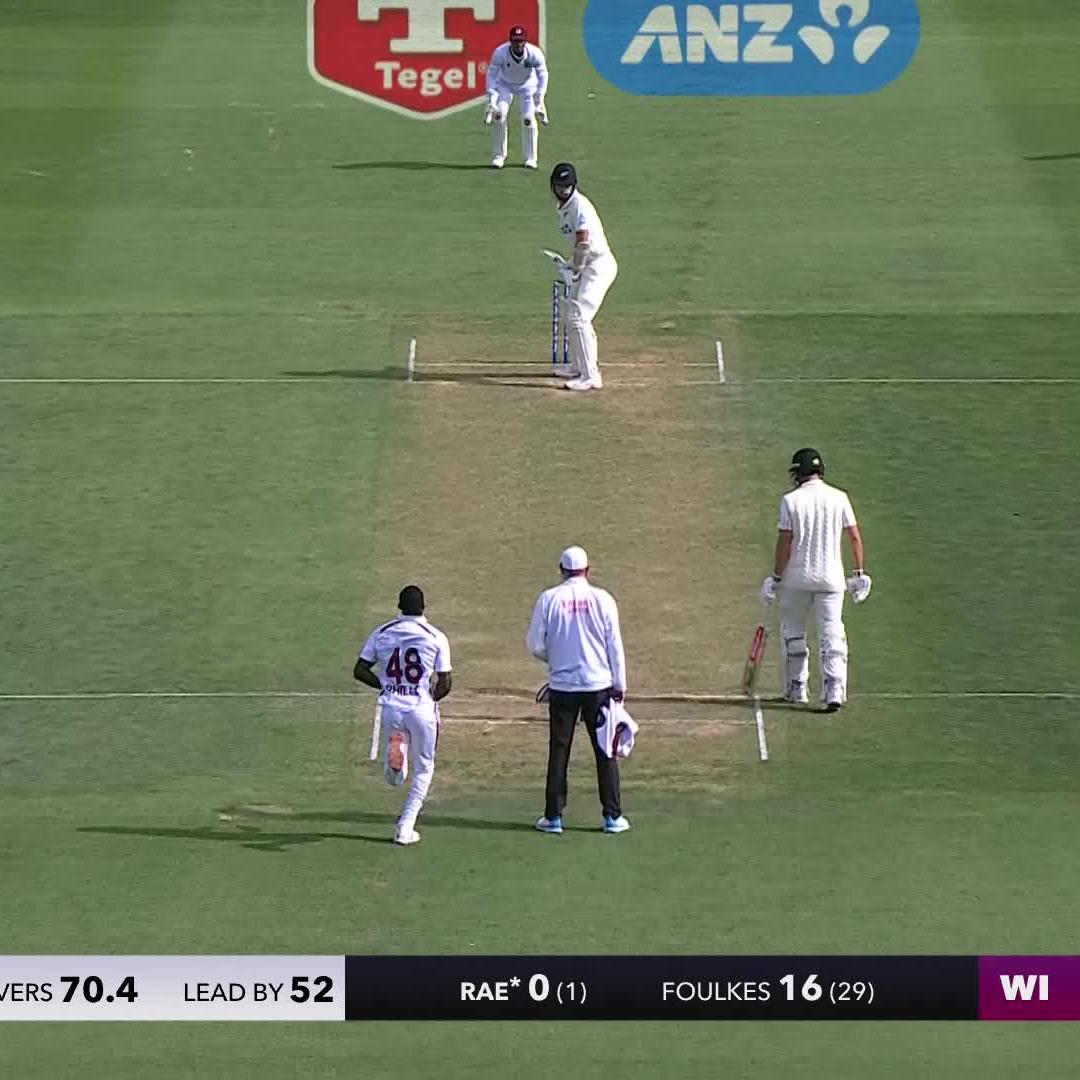Michael Rae gets his first runs in Test cricket and it's a 5 🤔🤷♂️ Watch play LIVE and free in NZ with TVNZ DUKE and TVNZ+ 📺 #NZvWIN
