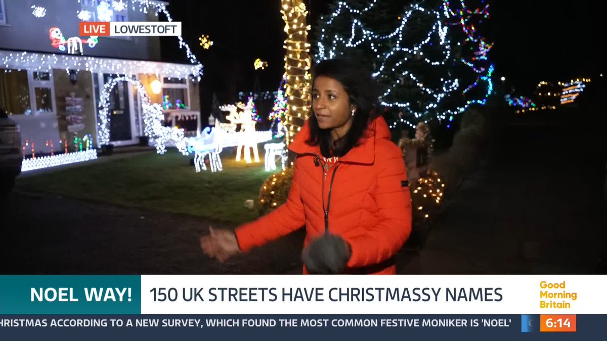 New data has revealed that 150 streets in the UK have names linked to Christmas! Map-makers at the Ordnance Survey found the most common festive moniker is Noel, closely followed by names containing the word 'Christmas'. Nitya Rajan reports from Christmas Lane.