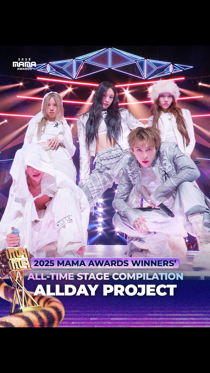 [#2025MAMA] WINNERS’ ALL-TIME STAGE #ALLDAYPROJECT Take a look at the iconic stage of ALLDAY PROJECT who won 🏆BREAKTHROUGH ARTIST *Mnet K-POP Youtube에서 Full ver.을 확인하세요! HEAR MY ROAR, UH-HEUNG 2025 MAMA AWARDS #MAMAAWARDS #2025MAMAAWARDS