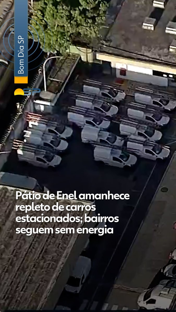 TV Globo flagra carros da concessionária Enel parados dentro do pátio da empresa; mais de 1 milhão de pessoas amanheceram sem energia elétrica em São Paulo nesta quinta-feira (11) #g1