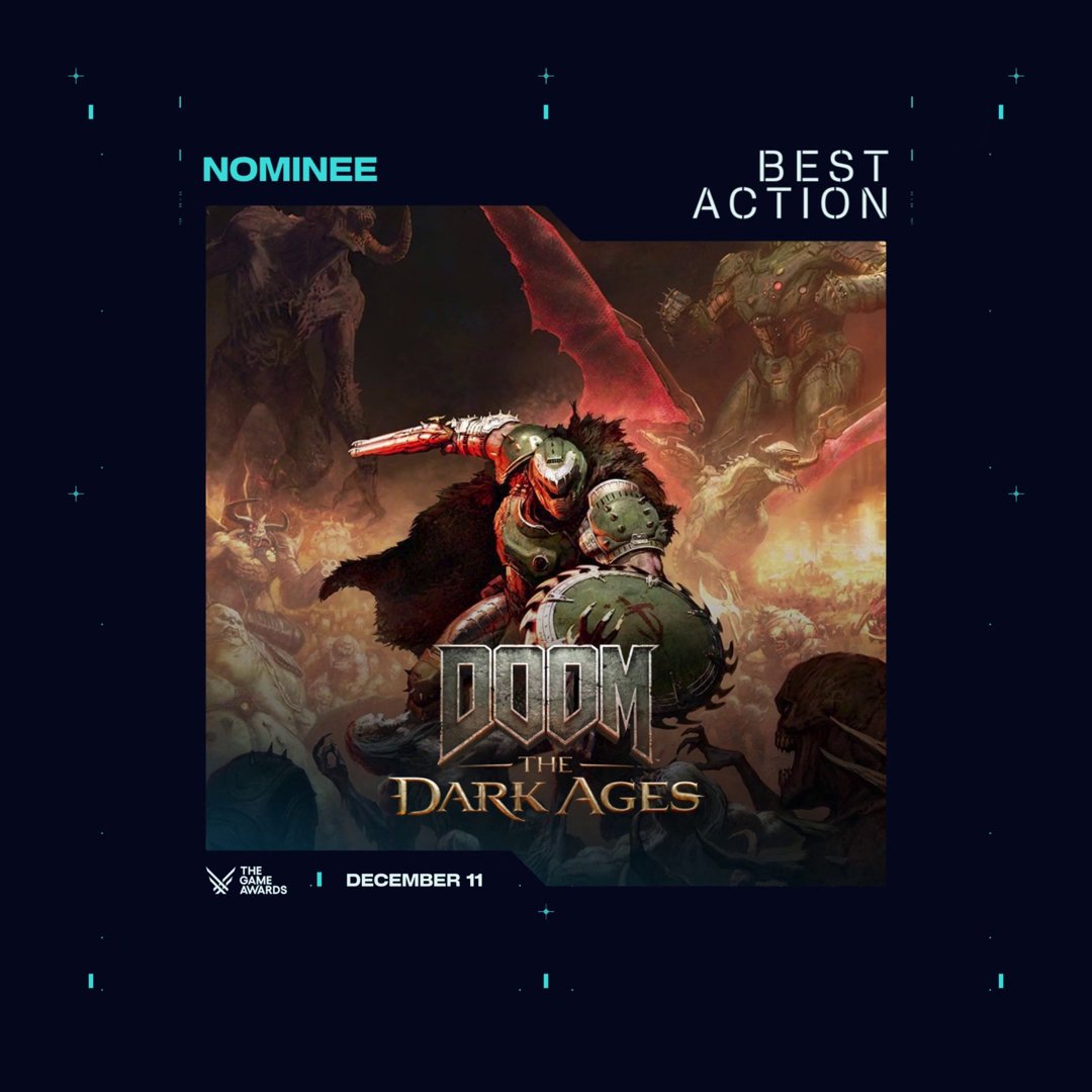 Tune into #TheGameAwards tonight at 7:30P ET / 4:30P PT / 12:30A+1 GMT DOOM: The Dark Ages is nominated for Best Action Game &amp; Innovation in Accessibility Info: