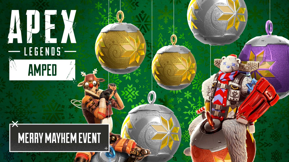 Welcome to the Merry Mayhem Event, where the holiday rush is fighting Spectres for Mythic loot! Wildcard turns into a festive firefight with an updated winter Olympus map, Guarded Airdrops, seasonal EVO Orbs, and new Wild Cards ❄️ Coming December 16: