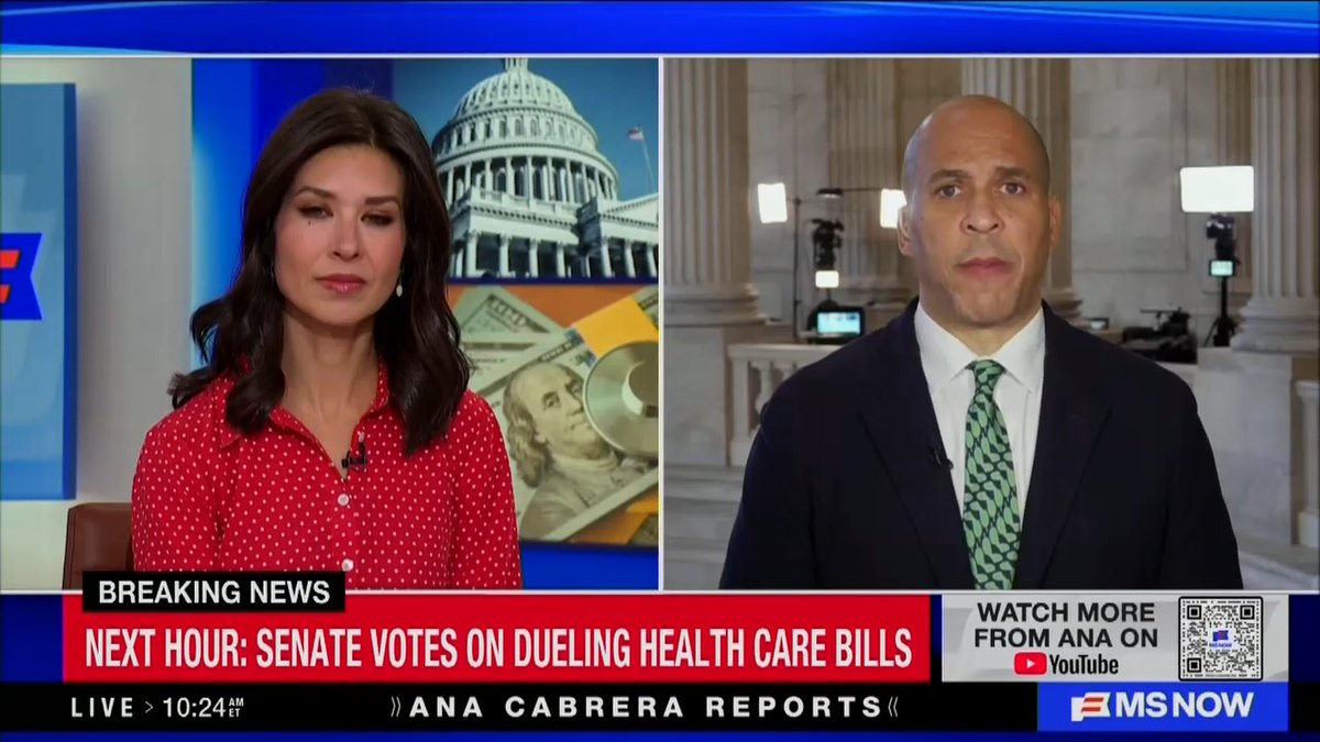 Sen. Booker: I'm actually really stunned that the Republican Party has decided to declare war on Americans' health care. They are not renewing these subsidies, which will cause tens of millions of people to either see their health care lost completely or massive premium increases. And they took $1 trillion out of Medicaid, which will mean millions of Americans losing health care