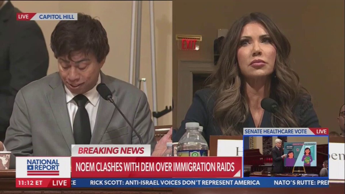 Rep. Shri Thanedar is going SCORCHED EARTH on the Trump Administration. First he files articles of impeachment for Pete Hegseth, and now this: "Madam Secretary, your incompetence and your inability to truthfully carry out your duties of Secretary of Homeland Security. If you're not fired, will you resign?" Dang, he's going after them like they're infinity stones😶