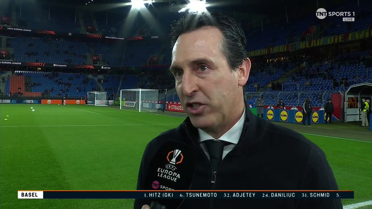 Unai Emery gives Danny Jamieson his pre-match thoughts ahead of their Europa League clash with Basel... 📺 TNT Sports & discovery+ UK