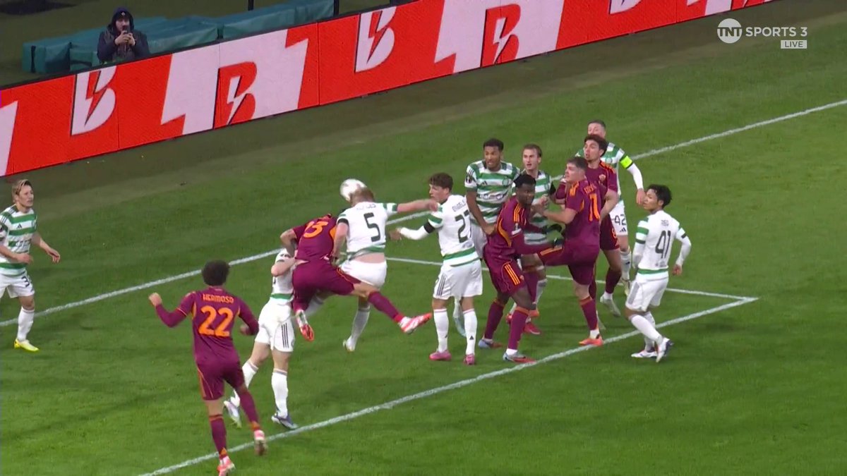 "It's a brilliant header, just in the wrong end..." 😬 A Liam Scales own goal has handed Roma a lead in the sixth minute at Celtic Park. 📺 TNT Sports & discovery+ UK