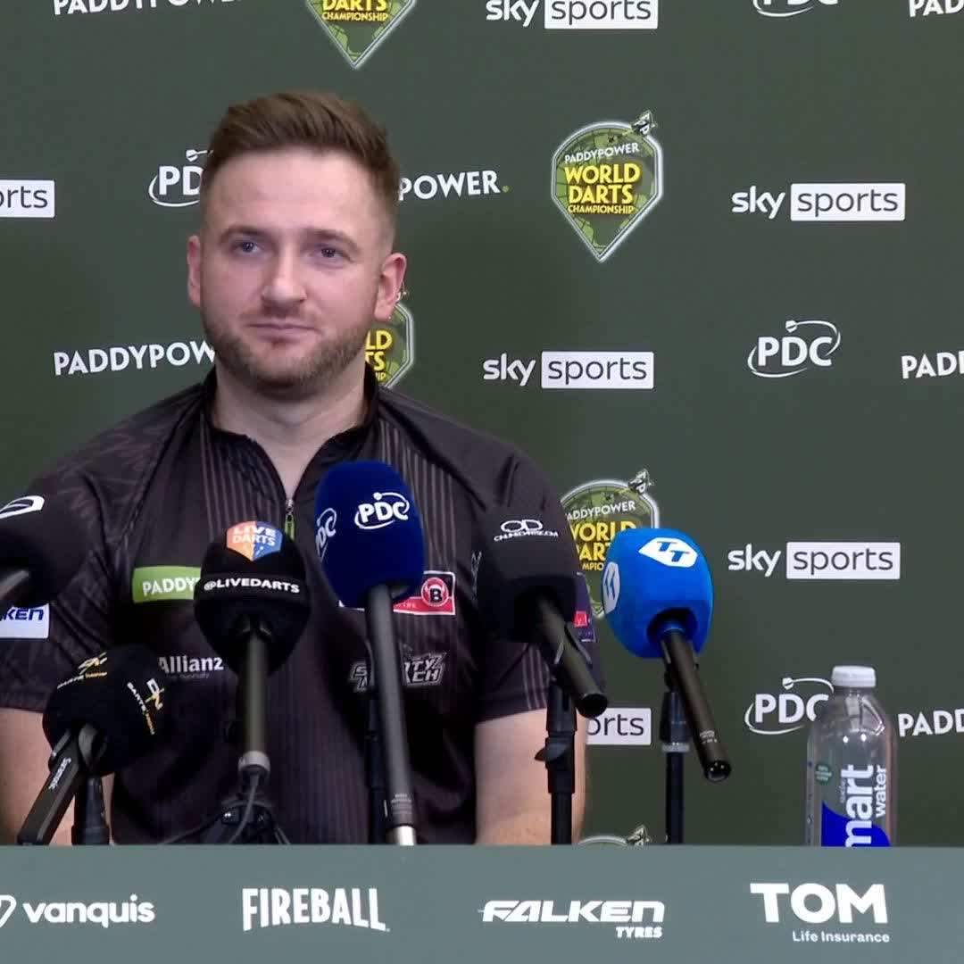 "I'm feeling overwhelmed. I'm so happy!" Arno Merk reflects on his dream Alexandra Palace debut, after becoming the first player to reach Round Two! #WCDarts