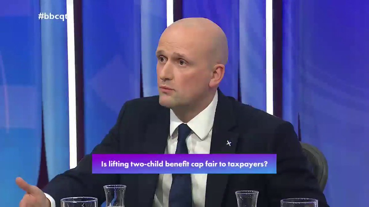 “We have to have faith in those parents that they’ll spend that money wisely to look after kids as best that they can” The SNP’s Stephen Flynn says it's a “good thing” that Labour are “belatedly” scrapping the two-child cap and children “will be lifted out of poverty” #bbcqt