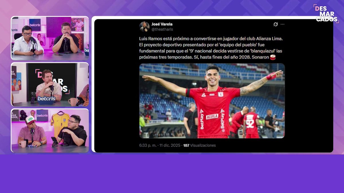 🗣️ Mariano López: "Separemos lo que vimos de Luis Ramos en la selección de lo que ha hecho en su paso por Colombia. Tuvo una buena temporada en América de Cali, anotando tanto a nivel nacional como internacional. Creo que se tiene un preconcepto negativo de él; aún es temprano para juzgarlo y en Alianza podría ofrecer aún más". #Desmarcados 🎙️