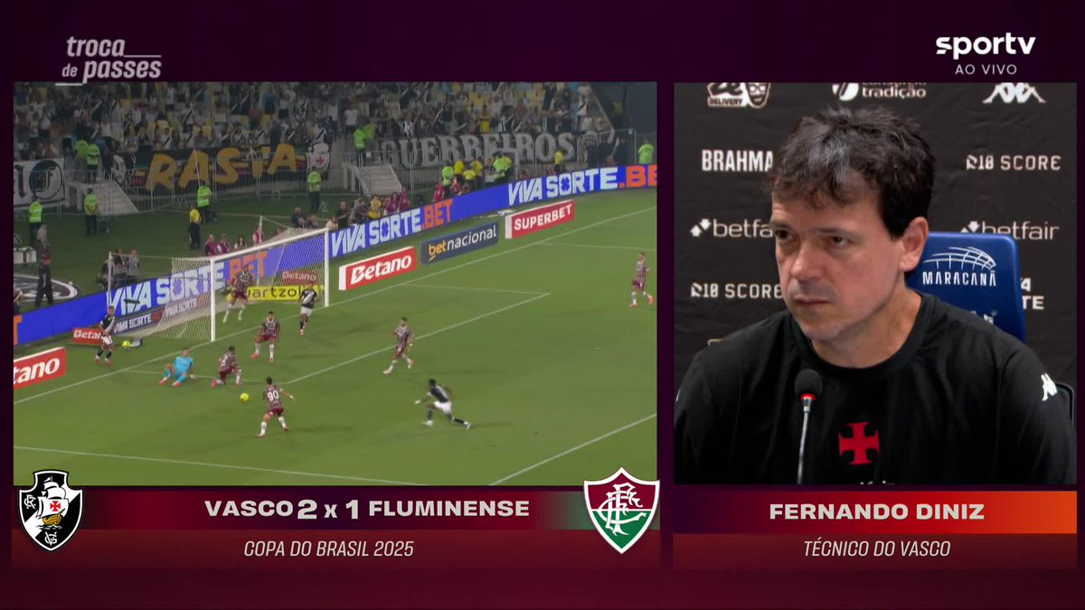 Fernando Diniz destacou o poder de decisão de Rayan, autor de um dos gols do Vasco, e falou sobre os ajustes no posicionamento dele em campo ao longo do jogo. #Futebol #CopaDoBrasil #Vasco #Fluminense