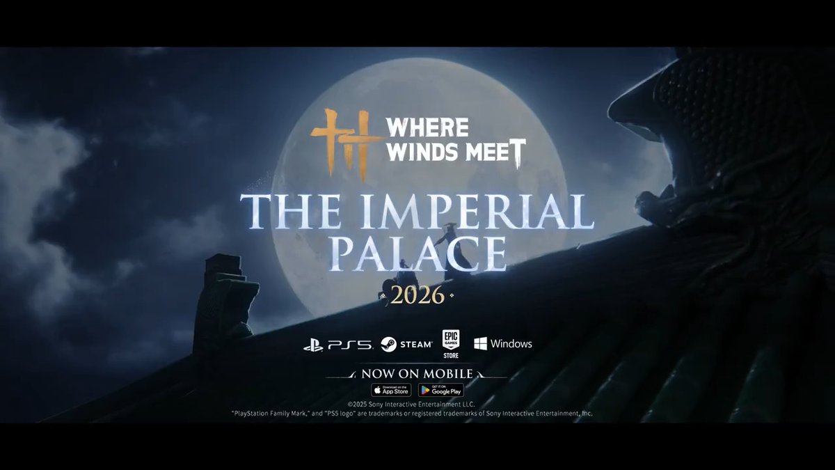 Where Winds Meet is taking the world by storm with its epic Wuxia open-world vibes. Watch the new Imperial Palace Update announce trailer. Play Where Winds Meet now on PC, PS5 and Mobile. Where Winds Meet #WhereWindsMeet #TheGameAwards