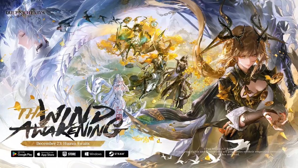 Step with DuetNightAbyss into Huaxu, an ancient land where forgotten dreams and fate intertwine. The Wind Awakening arrives Dec 23, 2025, bringing Huaxu and launching simultaneously on Steam. Prepare for what awaits: #TheGameAwards #DuetNightAbyss