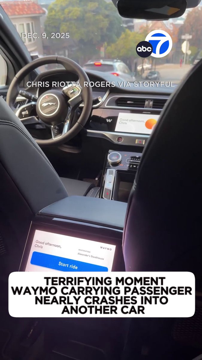 NO WAYmo! A man in San Francisco captured the frightening moment a Waymo he was a passenger in almost crashed into another car.