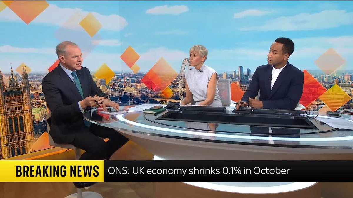 BREAKING: UK economy shrinks 0.1% in October, according to official figures. Sky's Paul Kelso joins Anna Jones and Kamali Melbourne to report on the latest. 📺 Sky 501, Virgin 602, Freeview 233 and YouTube