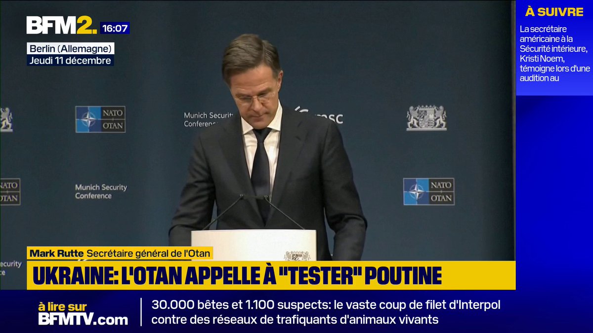 Menace russe: "Nous devons nous préparer à une guerre d'une ampleur comparable à celle qu'ont endurée nos grands-parents et arrière-grands-parents", avertit le secrétaire général de l'Otan, Mark Rutte #BFM2