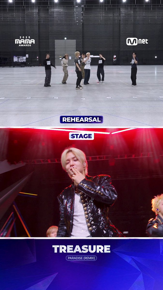 [#2025MAMA] From REHEARSAL to STAGE: #TREASURE 🎬 Watch TREASURE 𝘥𝘦𝘭𝘪𝘷𝘦𝘳 on stage! 리허설부터 본 무대까지, TREASURE의 멋진 퍼포먼스를 확인해 보세요! 🎵 <PARADISE (REMIX)> HEAR MY ROAR, UH-HEUNG 2025 MAMA AWARDS #MAMAAWARDS #2025MAMAAWARDS