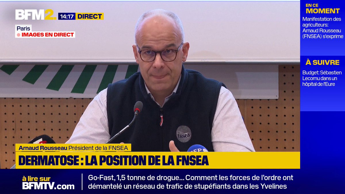 Le président de la FNSEA estime que l'abattage des troupeaux touchés par la dermatose est "la meilleure solution". "C'est ce que nous disent les scientifiques dans un consensus européen."