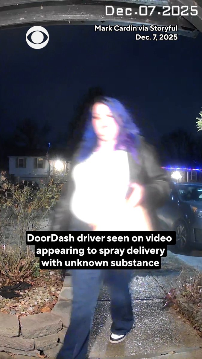 Doorbell footage shows an Indiana DoorDash driver spraying an unknown substance onto a food delivery order. The driver could face charges related to food and/or product tampering, according to Vanderburgh County Sheriff Noah Robinson. When Mark Cardin's wife began eating the order, he told Inside Edition she started coughing and gasping — to the point of throwing up. "I noticed that there were some type of spray on the bag," he said. "That's when I went back and watched the footage from my doorbell camera and realized that the food had been tampered with." In a statement to CBS News, DoorDash said it is cooperating with law enforcement, and revoked the driver’s access to its platform. “We have absolutely zero tolerance for this type of appalling behavior,” the statement read.