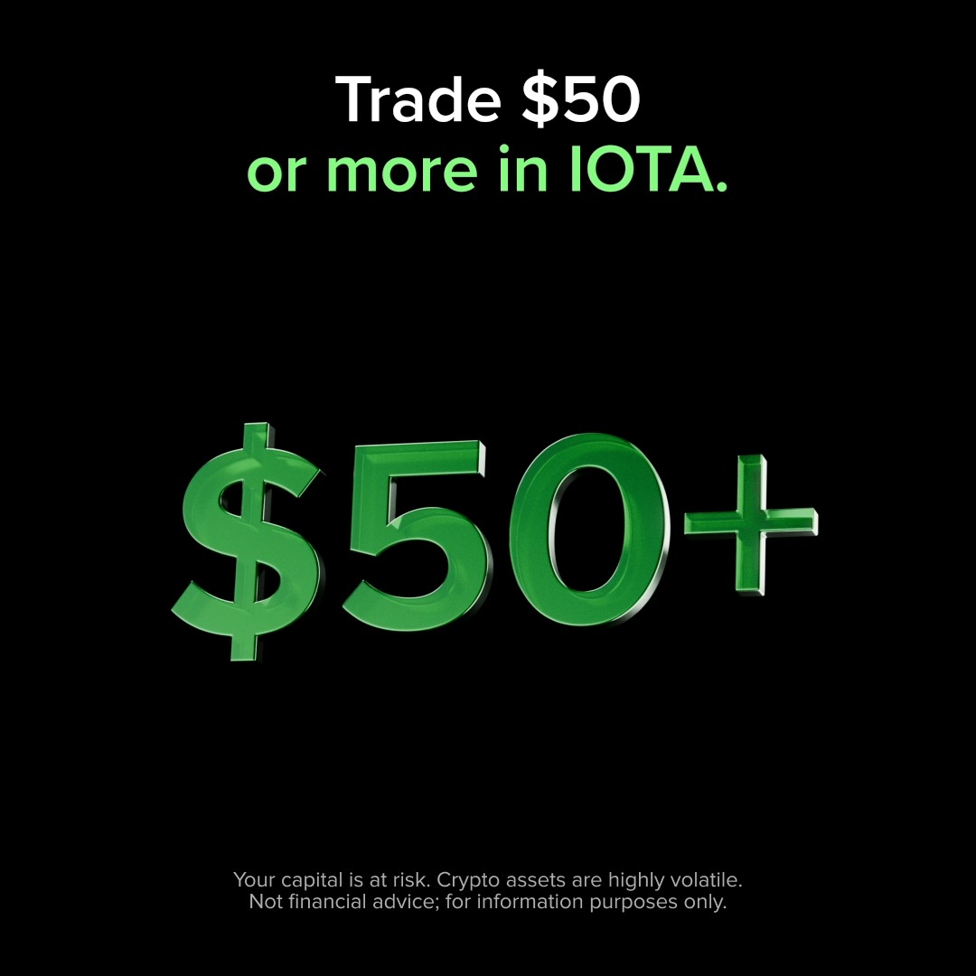 Coming soon…our latest Integration ✨ We're officially integrating IOTA, allowing native Buy, Sell, Deposit, and Withdraw functionality. GET REWARDED: The first 5,000 US customers to trade $50+ of $IOTA between Dec 15-19 will earn a $10 IOTA bonus! US Customers Only. Terms Apply. 🛑 Don’t invest in crypto unless you're prepared to lose all the money you invest. This is a high-risk investment and you should not expect to be protected if something goes wrong. Take 2 minutes to learn more.