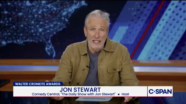 .Jon Stewart accepts the first-ever Walter Cronkite Award for Comedic News and Commentary