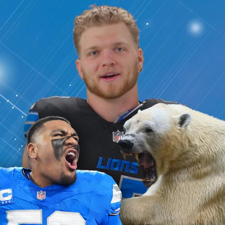 Jared Goff: “I’d probably be that fourth line of defense.” 😂 Detroit Lions players breaking down the three teammates they’d bring to the North Pole ❄️
