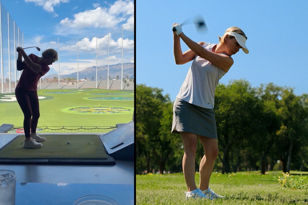 Carol Sturka golfs. Rhea Seehorn "golfs." #Pluribus — Now Streaming