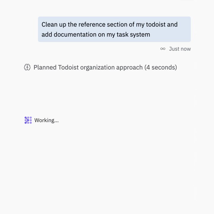 Remote coding agents are now general purpose productivity tools Here I'm using the Todoist MCP server with Replit ⠕ Agent to clean up the reference section of my task list I'm also using it daily to add labels and keep things organized As it would turn out, coding agents are good for more than coding