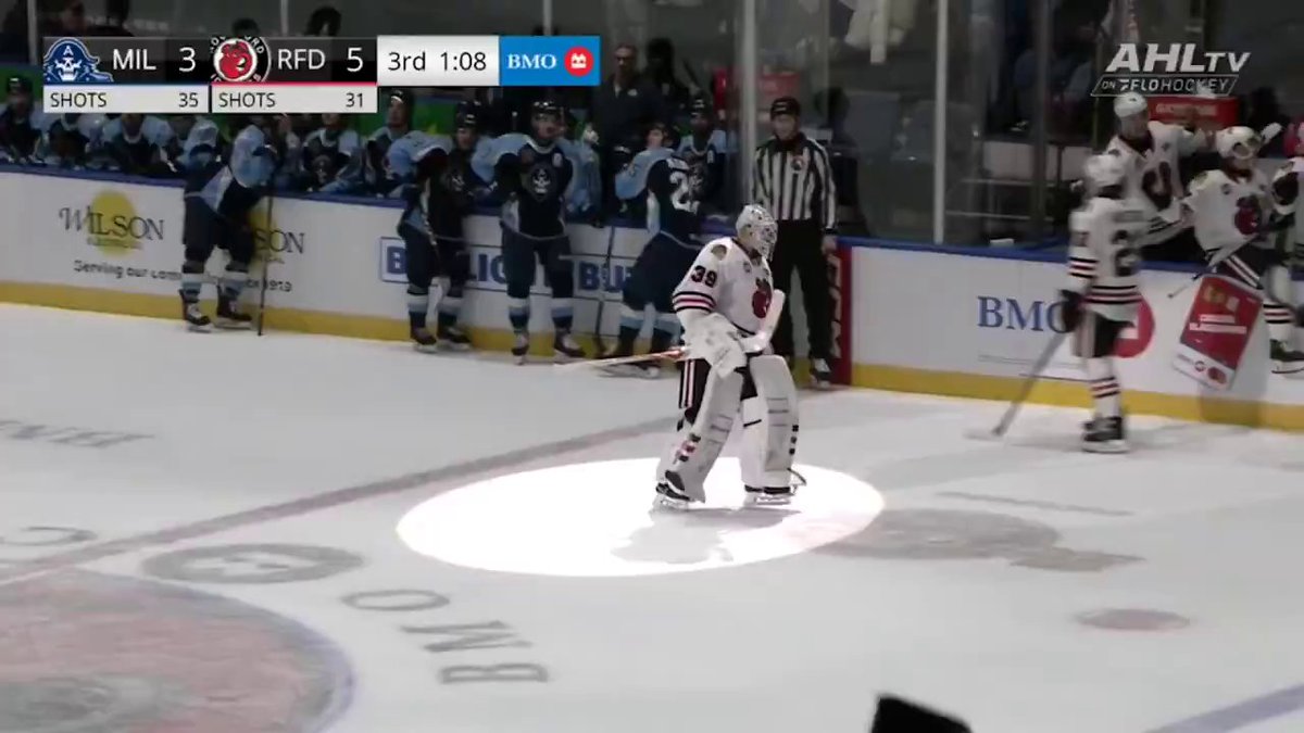 You love to see it! 🚨 Laurent Brossoit has scored a goalie goal with the Rockford IceHogs! (🎥: American Hockey League)