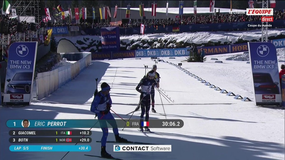 👏 Magnifique course d'Éric Perrot, qui décroche avec son 20/20 sa première victoire sur une poursuite ! Suivez la Coupe du monde de biathlon en direct sur la chaine L'Équipe #lequipeBIATHLON