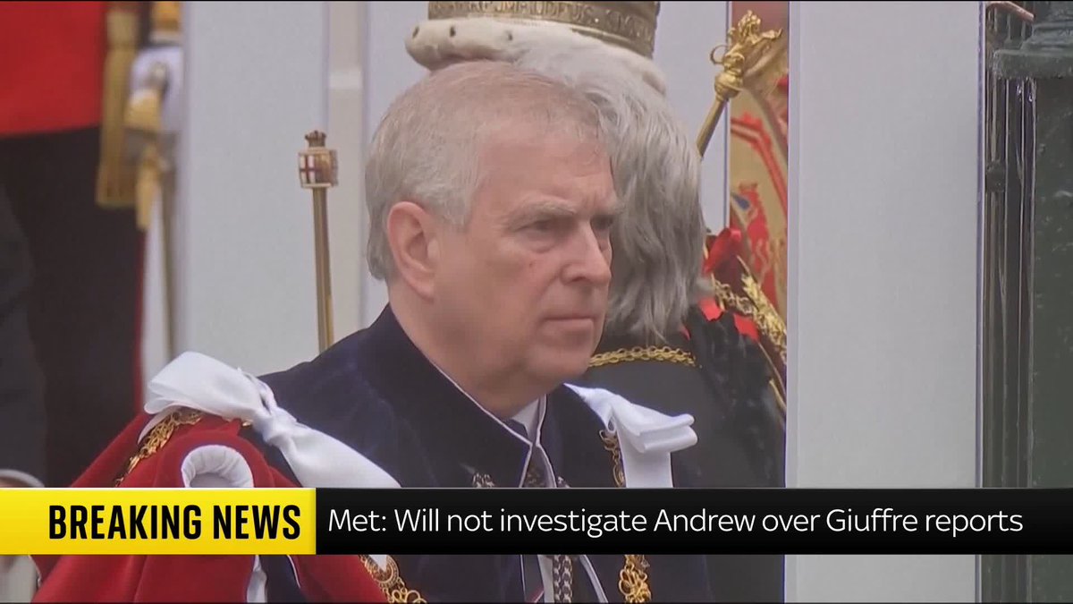 The Met Police says it will take no further action over claims Andrew Mountbatten-Windsor asked his bodyguard to investigate his accuser, Virginia Giuffre. Andrew has not commented on the claim, but has always strongly denied any wrongdoing. Read more ▶️ 📺 Sky 501
