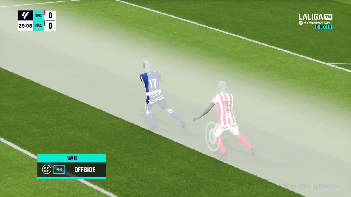 El fuera de juego de Faye por el que el árbitro anuló el gol del Granada en Gijón #LALIGAHYPERMOTION