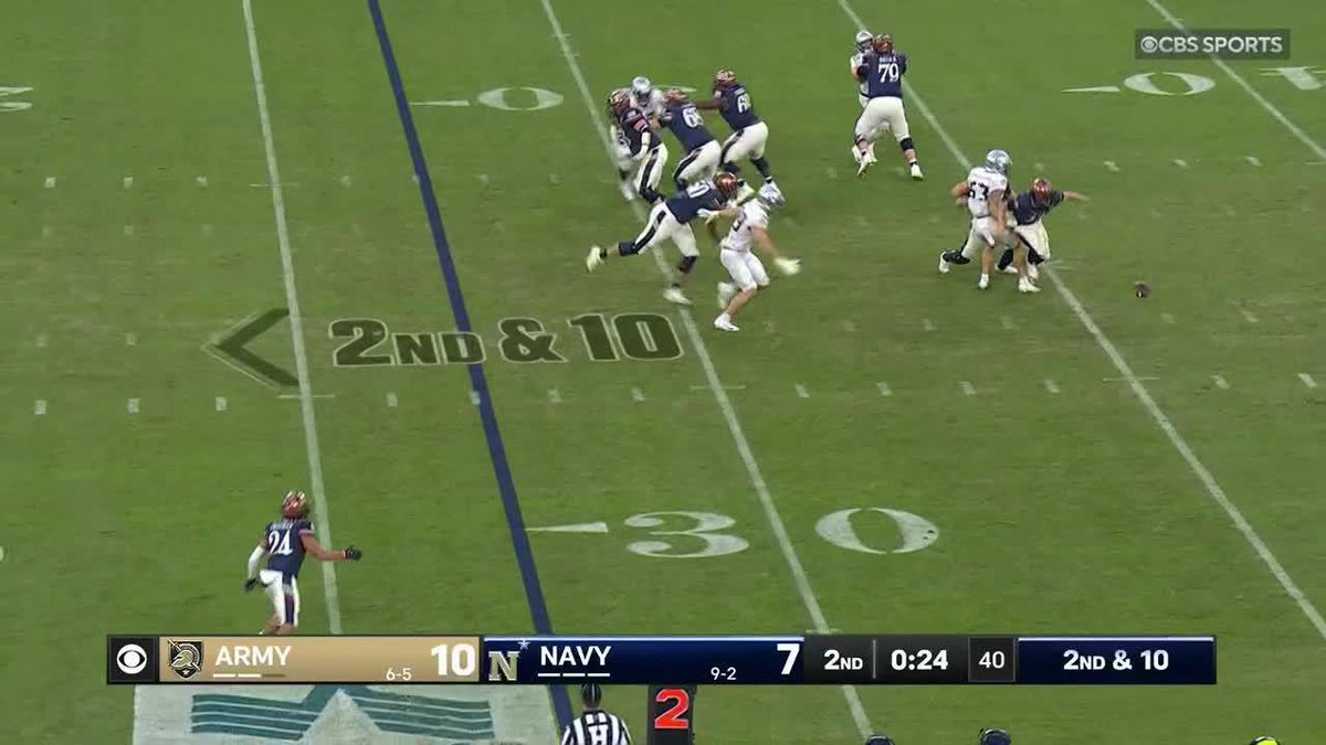 BALL! Army takes advantage and scoops up the fumble.