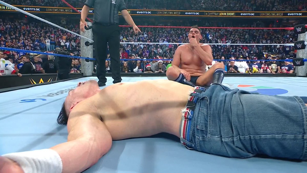 It's over. Gunther taps out John Cena.
