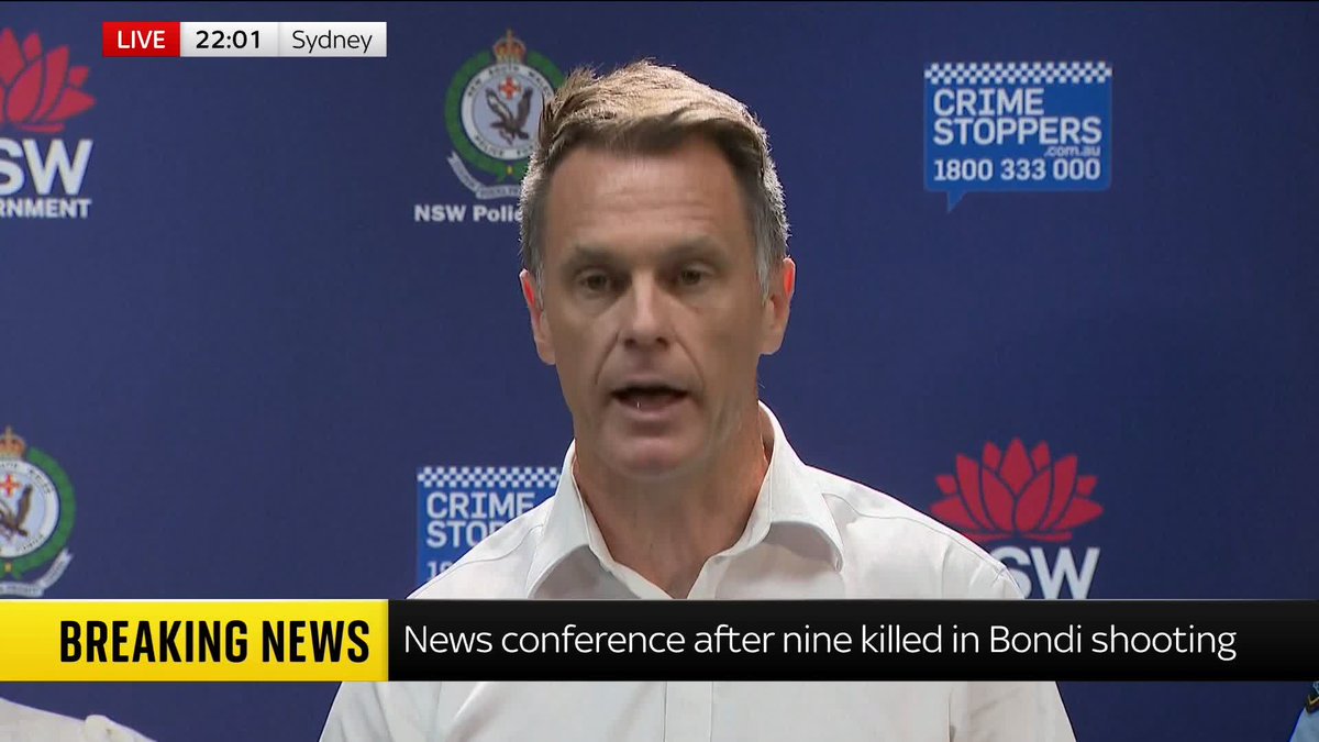 BREAKING: New South Wales premier Chris Minns says an attack at Bondi Beach was "designed to target Sydney's Jewish community on the first day of Hanukkah". Police in Sydney say nine people have been killed in the shooting. 🔗 📺 Sky 501 and YouTube