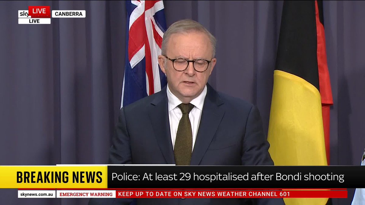 "An act of evil antisemitism and terrorism that has struck at the heart of our nation." Australian Prime Minister Anthony Albanese on the shooting in Bondi Beach, which local officials say has killed 12 people. Live updates: ➡️ 📺Sky 501 and YouTube