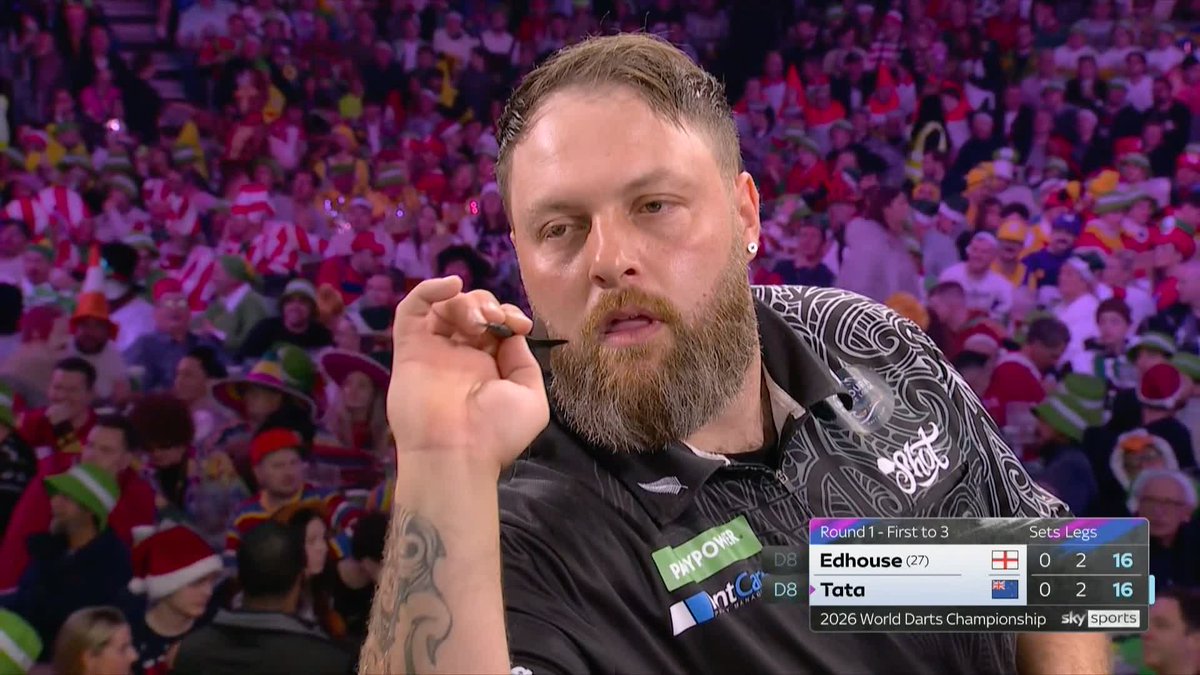 TATA TAKES THE LEAD! Jonny Tata wins three legs on the trot to take the opening set 1-0 against Ritchie Edhouse! 📺 #WCDarts | R1