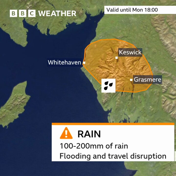 Met Office amber and yellow warnings for heavy rain are in place across parts of the UK from Sunday through to Monday. More info: