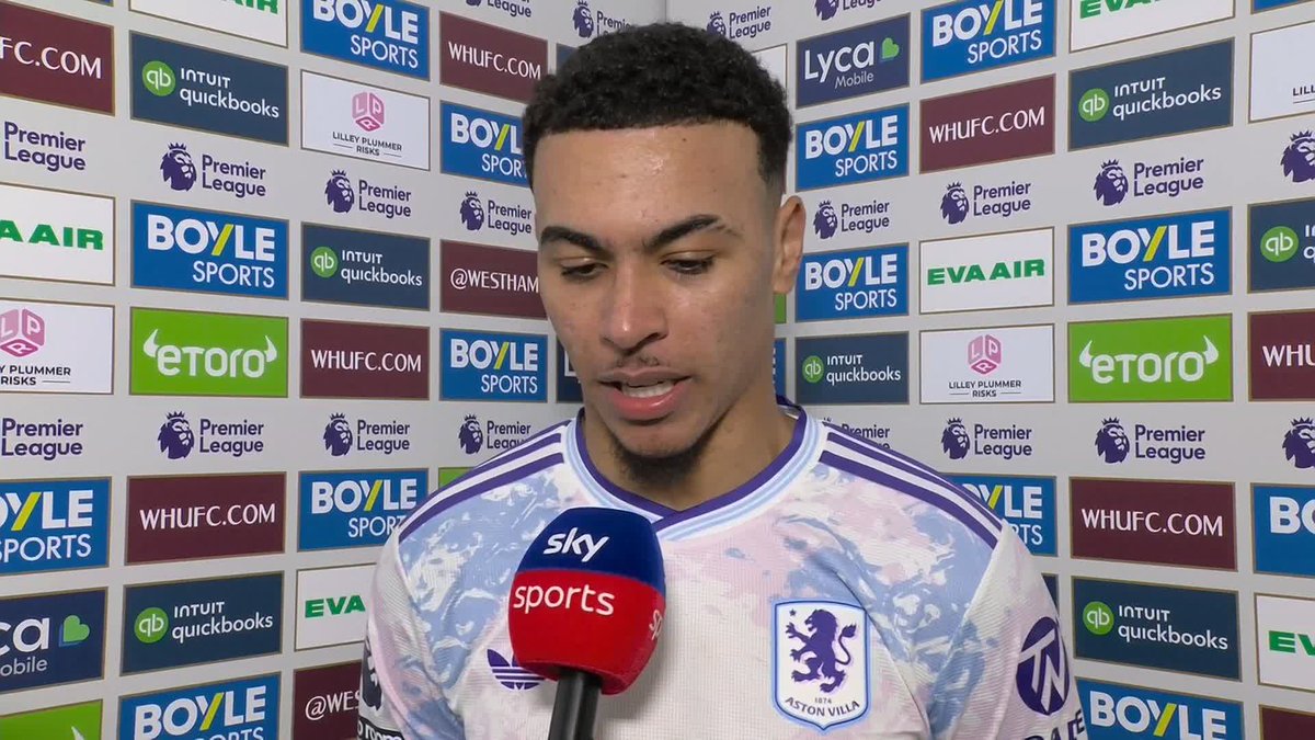 "To get the three points is massive, big win!" 🙌 Morgan Rogers reacts after his stunning strike won the game for Aston Villa against West Ham.