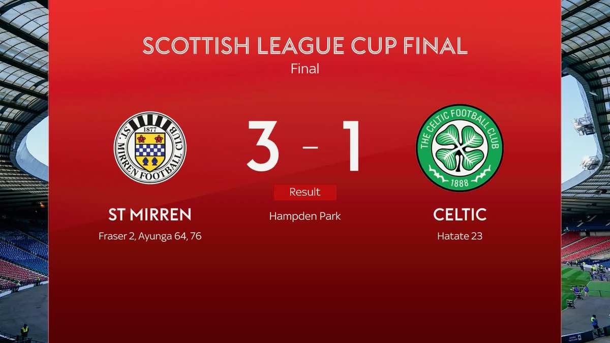 BREAKING: St Mirren are crowned Premier Sports Cup winners after defeating Celtic 3-1 🚨