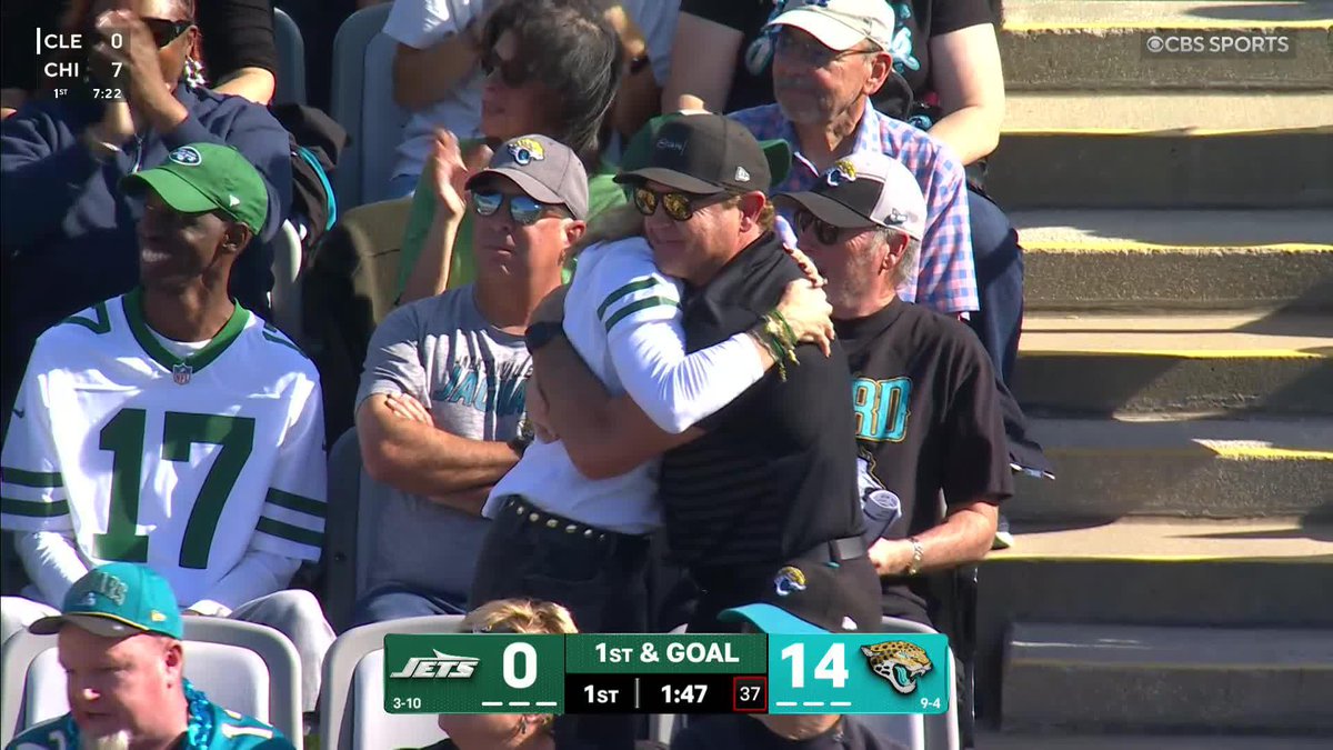 Brady Cook's parents watching him throw his first career touchdown 🥹 What a moment for the UDFA rookie and his family ❤️ (via NFL on CBS 🏈)