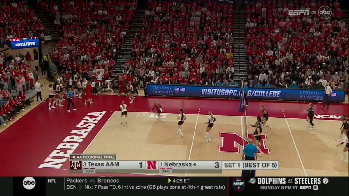 TERAYA SIGLER INTO THE STANDS 🤯 #NCAAWVB #SCTop10 x 🎥 ABC / Nebraska Volleyball