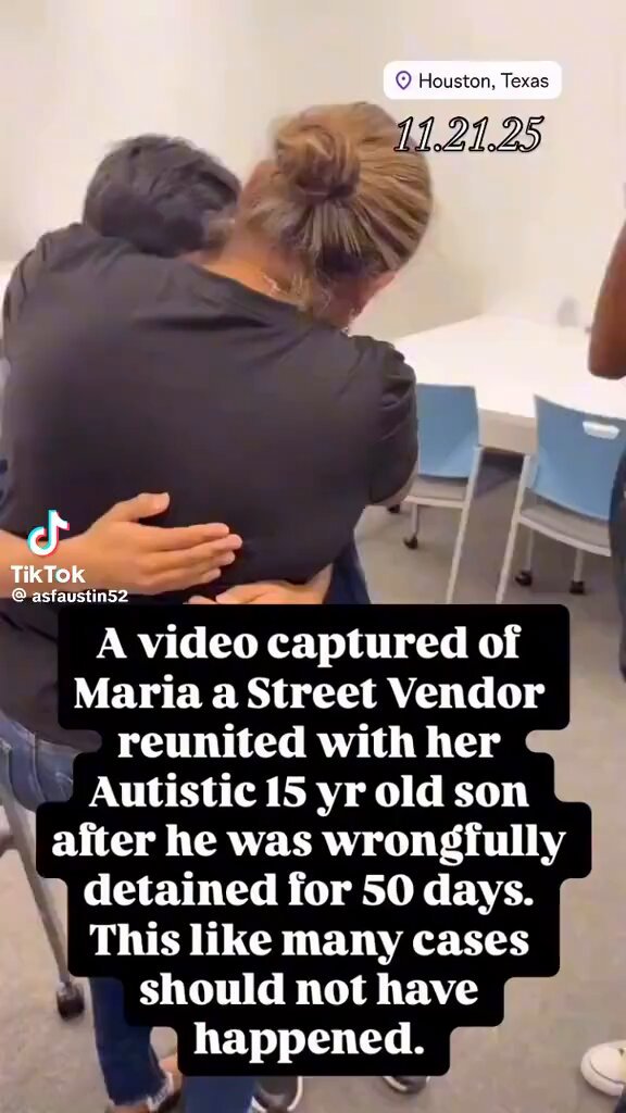 This is a video of Maria who is a Welk known street vendor being reunited with her 15 year old Autistic son who was wrongfully detained by ICE after he walked off by himself &amp; was grabbed by ICE &amp; detained for 50 days! His mother wasn’t informed of where he was for days! 🤬