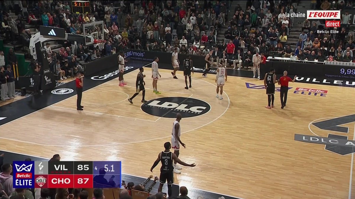 Après une fin de match irrespirable et interminable, Cholet s'impose sur le parquet de l'Asvel ! Villeurbanne perd son fauteuil de leader de la Betclic Elite #lequipeBASKET