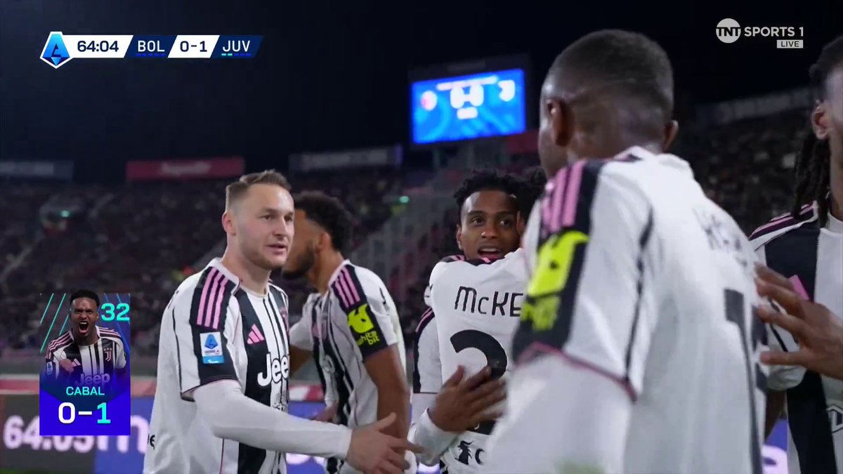 An instant impact for Juan Cabal, as he rises highest to head home for Juventus, only 3 minutes after coming on 💥 📺 TNT Sports &amp; discovery+ UK