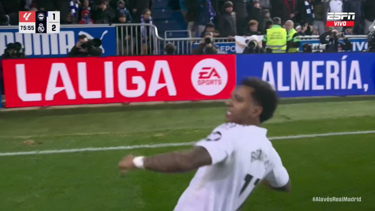 Jugada de Vinicius, gol de Rodrygo. 🇧🇷 La dupla brasileña al rescate de Real Madrid en un momento complicado