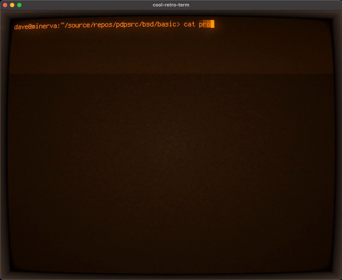 There's no BASIC interpreter for 211BSD UNIX, so I wrote one this morning (with some codex help!). Code below! I targeted CBM BASIC v2 as the language reference, and it's reasonably close. This sample program runs nicely! 10 for a=0 to 100000 step .2 20 print tab(40+40*sin(a));"*" 25 sleep 1 30 next a The code runs on MacOS and 211BSD and probably Linux, too: