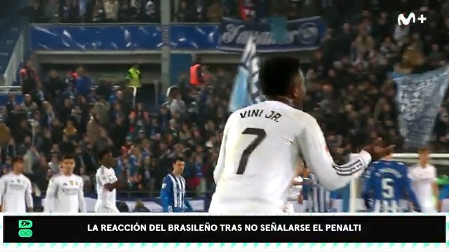 La reacción de Vinicius tras no señalarse penalti. #DeportePlus